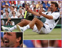 Goran Ivanisevic shows his delight at booking a place in his fourth Wimbledon Final.